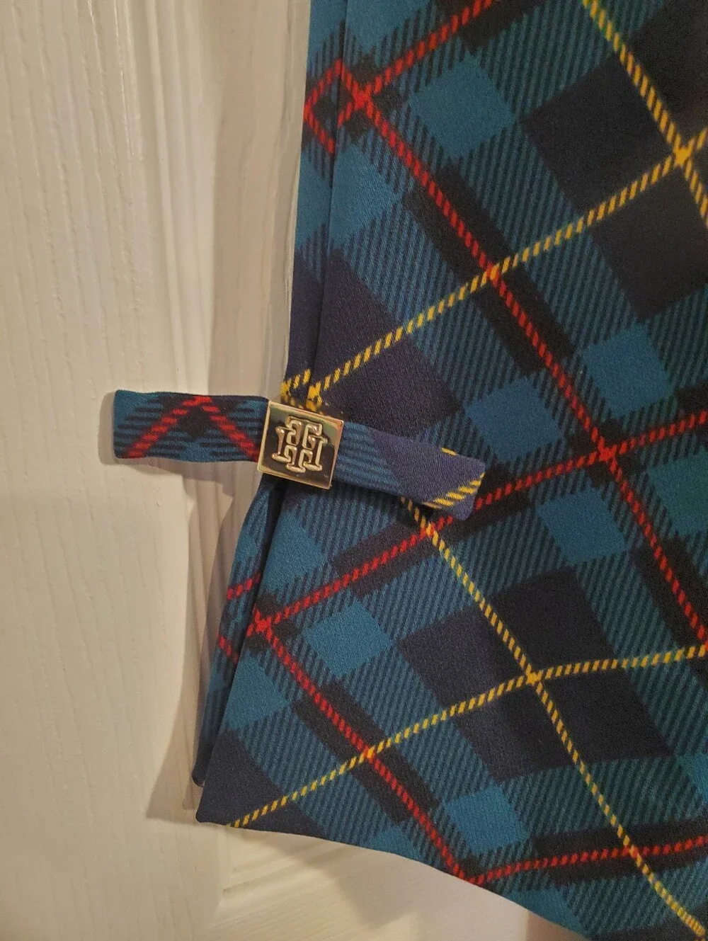 Tommy Hilfiger Green, Navy & Red Plaid Shift Dress 6